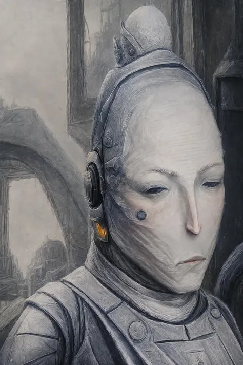 <lora:Ksenia_Slavyanova:0.85> Cybernetic Engineer Starship Pilot wearing Mecha Armor, Alan Lee and H. R. Giger and Johannes Vermeer and Bastien Lecouffe - Deharme, hyperrealism, surrealism, vibrant interplay of light and shadow, (intricate details, hyperdetailed_1.15) by <lora:Anton_Semenov_ArtStyle:0.85>