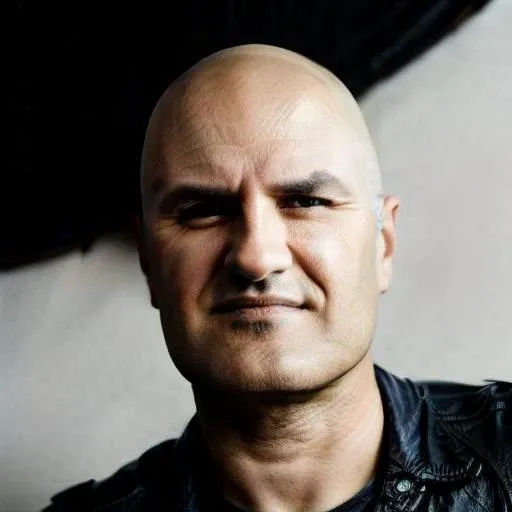portratit photo of man (ciro:1) with black leather jacket and ((bald head)), blurred background, (masterpiece), detailed face, sharp focus, <lora:ciro:1> <lyco:locon_perfecteyes_v1_from_v1_64_32:0.80> <lora:add_detail:1.2>