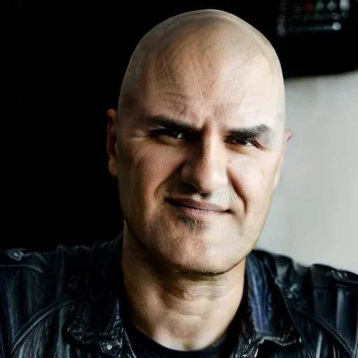 portratit photo of man (ciro:1) with black leather jacket and ((bald head)), blurred background, (masterpiece), detailed face, sharp focus, <lora:ciro:1> <lyco:locon_perfecteyes_v1_from_v1_64_32:0.80> <lora:add_detail:1.2>