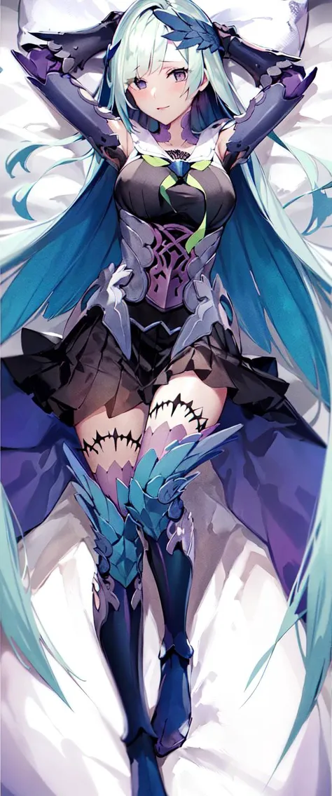 (((masterpiece, best quality, high resolution))),
PrototypeBrynhild, OriginalOutfit, 1girl, solo, on bed, dakimakura, bed sheet,
<lora:FGOBrynhild:0.9>