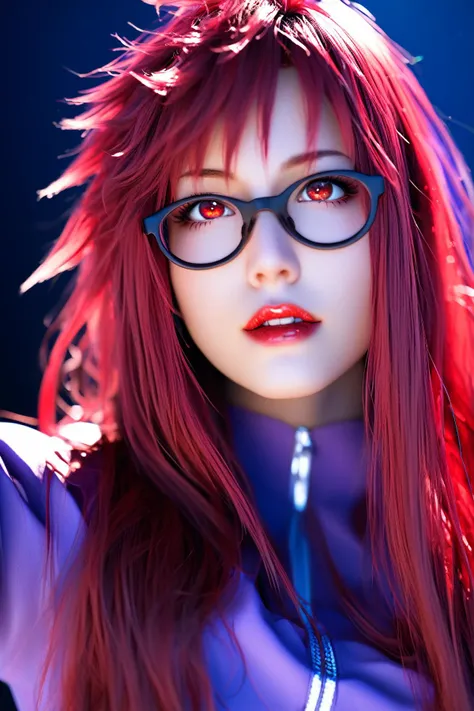 realism photograph style, exaggerated composition, , Karin Uzumaki, red eyes, red eye color, red hair, long hair, spiky hair on left side, glasses, round cute face, long hair, earrings lipstick, wears her purple jacket, cheast is shown, <lora:naruto_karinuzumaki_ponyXL:1>
high resolution, detailed shooting, epic picture style, night time, look up, score_9, score_8_up, score_7_up