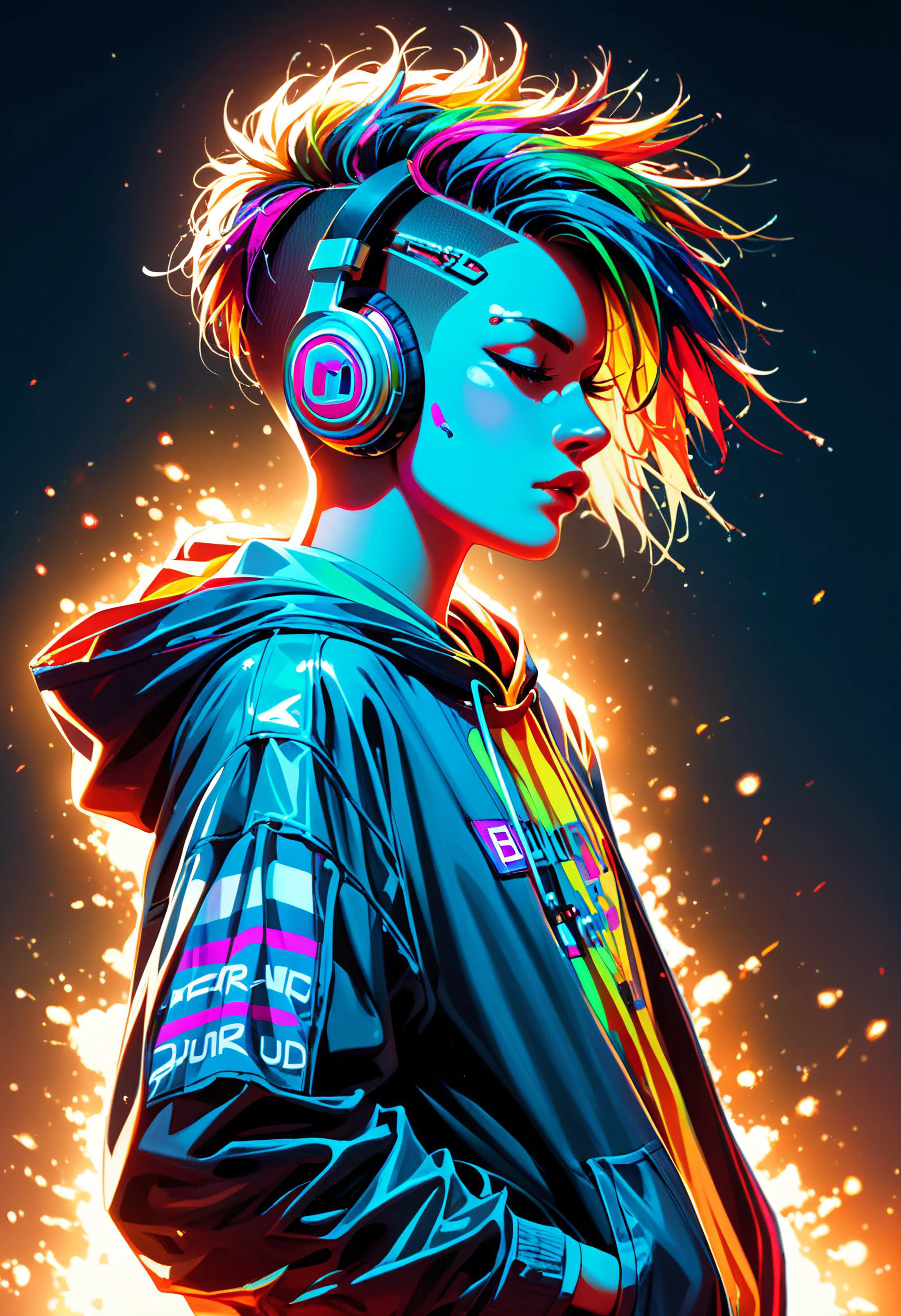 score_9, score_8_up, score_7_up, neonpunk, cyberspace dj club, augmented reality street artist, wearing a holo-hoodie, from the sides and on the side, headphones, short neon undercut hair, neon rim lighting,
<lora:3D_Paint_SDXL:0.5> mad-thrdpnt, paint splashes, colorful, rating_safe,