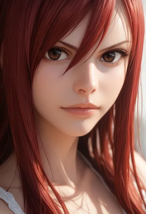 Realistic 4k ginger tall mild erza scarlet naked red head erza scarlet from fairy tail naked big tits no clothes covered in cum looking disgusted