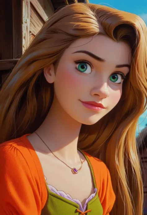 score_9, score_8_up, score_7_up, zPDXL, <lora:Scooby-Doo_1999_style:0.95>sd90style, retro artstyle, source_cartoon, 2D, rapunzel from the tangled , blonde hair, looking at viewer