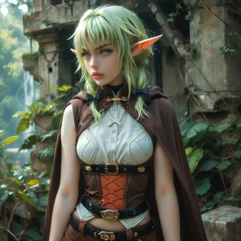 score_9, score_8_up, score_7_up, score_6_up,
1girl, solo, <lora:GoblinSlayer_HighElfArcherXL:1> , HighElfGS, short hair, green hair, green eyes, pointy ears, hair bow, black bow, ponytail,
multicolored dress, sleeveless dress, cross-laced dress, black belt, underbust, brown shorts, brown cloak,
fantasy, ruins, forest, glowing, fighting stance, battle, rating_explicit,
<lora:Expressive_H:0.65> ,Expressiveh, <lora:g0th1cPXL:0.55>, g0thicPXL ,<lora:1dkXLP:0.35>, 1dk