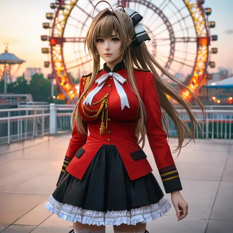 score_9, score_8_up, score_8,
1girl, <lora:AmagiBrilliantPark_SentoIsuzuXL:1> , long hair, ponytail, brown hair, antenna hair, hair intakes, brown eyes, hair bow,
SentoUniform, red jacket, epaulettes, aiguillette, neck ribbon, white ribbon, long sleeves, multicolored skirt, frilled skirt, black skirt, white thighhighs,
outdoors, amusement park, ferris wheel,
g0thicPXL,