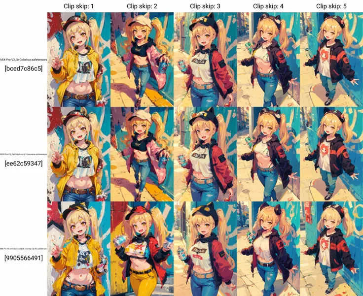 Original Character, Volumetric Lighting, Best Shadows, Shallow Depth of Field, Portrait Of Stunningly Beautiful Girl, Petite, Delicate Beautiful Attractive Face With Alluring Yellow Eyes, Messy Painted Face, Sharp Eyebrows, Broadly Smiling, Open Mouth, Fangs Out, Lovely Medium Breasts, Layered Long Twintail Blond Hair, Blush Eyeshadow, Thick Eyelashes, Applejack Hat, Oversized Pop Jacket, Mini Underboob Tee, Open Navel, Slim Waist, Denim Jeans Pants, With Buckle Belt, In The Graffiti Alley, Waste Container, Outside Stairs, Outdoor Unit, Holding Spray Paint Can, Standing, (Highest Quality, Amazing Details:1.25), (Solo:1.3), Brilliant Colorful Paintings