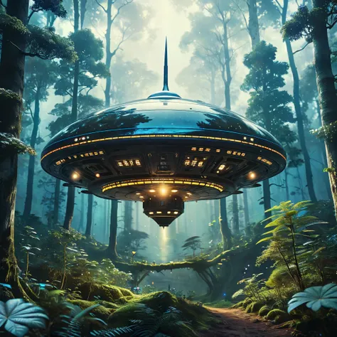 A spaceship hovers in the forest.

Surreal harmony.

Fantasy style. Fantasy dreamlike art.

<lora:RMSDXL_Enhance:0.45>
<lora:add-deatail-xl:0.8>
<lora:SurrealHamrony:1>
<lora:The_dark_Side_of_the_Earth:0.3>
<lora:MJ52:0.5>
