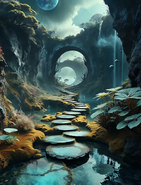 Offworld.
Winding pathways to unknown destinations.
Surreal harmony.
Fantasy style. Fantasy dreamlike art. Rustic.
<lora:RMSDXL_Enhance:0.45>
<lora:add-deatail-xl:0.8>
<lora:SurrealHamrony:1>
<lora:The_dark_Side_of_the_Earth:0.3>
<lora:MJ52:0.5>