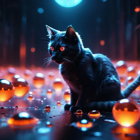 8k,digital art,macro photo,quantum dots,sharp focus,dark shot,cinematic,Cat,Microworld,