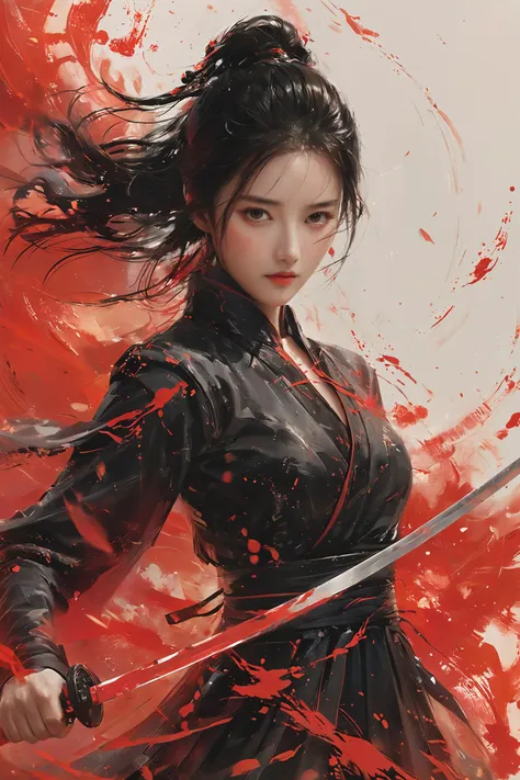 Illustration style,full body,a beautiful girl,a perfect figure that is irresistible,wielding a China_sword,dynamic martial arts movements,smooth motions,full of dynamism,wild beauty,strong visual impact,simple background,high definition,32K,ultra-high resolution,realistic effects,