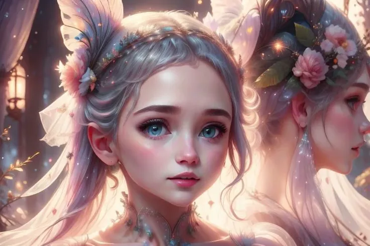 RAW photo,award winning photo,(masterpiece:1.3),(best quality,ultra detailed,intricate),(pretty eyes:1.2),open bright eyes,"dark clear winter sky with colorful aurora lights",<lora:aurora-style-richy-v1:0.8>,aurora-style,, winter fairy, glittery face, transparent wing, transparent Christmas style close, at the north-pole , Santa's workshop
