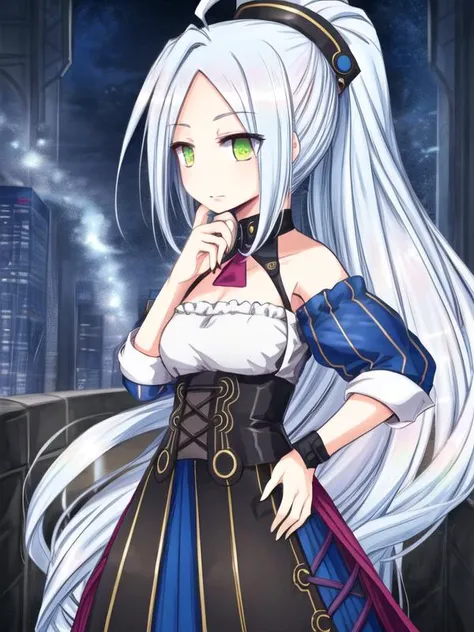 1girl, <lora:Laputa_v1:0.8>ahoge, ojou,high ponytail,long skirt, multicolored clothes,, <lora:flatBG:-0.5> ,<lora:flat2:-0.5>,(dark light:1.2),(hyper extreme detailed),(masterpeace:0.5),(hyper extreme),(photorealistic),game cg,llustration,novel illustration,beautiful lighting,light from the front,good_hands,beautiful art ,BREAK, <lyco:GoodHands-beta2:1.2>,(good hand,nice hands, perfect hands:1.3),(five finger:1.4),straight fingers,perfect fingers,beauty fingers,, standing,hand on hip, BREAK