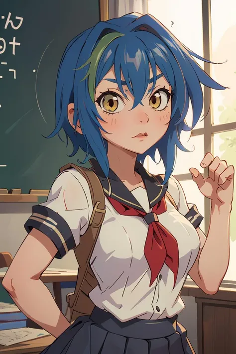 (masterpiece, best quality), 1girl, beautiful face, <lora:xenovia_quarta:1> xenovia_quarta, short hair, hair between eyes, school uniform, pleated skirt