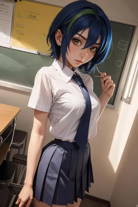 (masterpiece, best quality), 1girl, beautiful face,   <lora:xenovia_quarta:1> xenovia_quarta, short hair, hair between eyes, school uniform, pleated skirt