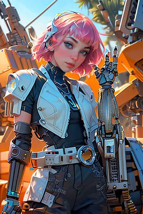 DEN_lizbit_steamgirl,
(woman with a (robot arm:1.2) and (mechanical limbs:1.2) wearing sunglasses, human body, (android:1.2), (robot arm:1.2), machinery, (cyberpunk:1.2), punk:1.2),
bokeh, f1.4, 40mm, photorealistic, raw, 8k, textured skin, skin pores, intricate details  <lora:epi_noiseoffset2:1>, epiCRealism <lora:ClothingAdjuster3:-1>