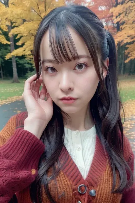1girl,(wearing autumn outfit:1.2),(RAW photo, best quality), (realistic, photo-realistic:1.4), masterpiece, an extremely delicate and beautiful, extremely detailed, 2k wallpaper, Amazing, finely detail, extremely detailed CG unity 8k wallpaper, ultra-detailed, highres, soft light, beautiful detailed girl, extremely detailed eyes and face, beautiful detailed nose, beautiful detailed eyes,cinematic lighting,(autumn scenery:1.3),perfect anatomy, <lora:toonohikaru_lora:0.8>