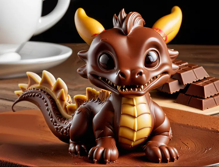 photograph, photo, 200 megapixel digital photo, chocolate figurine of cute chinese dragon celebrating new chinese year, ChocolateRay, extremely delicious, HDR, wide color gamut, 12bit color, <lora:ChocolateRay:1>