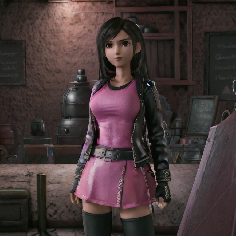 A close up of a person in a pink dress and black boots - SeaArt AI