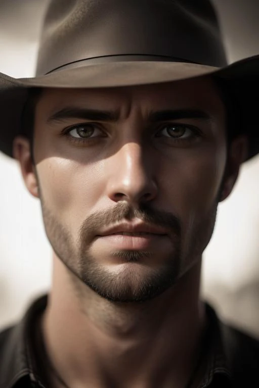 full body shot,(35mmstyle:1.1),analog style,masterpiece,raw,of a (cowboy man:1.10),(detailed eyes:1.10),Exaggeration,Dark Aesthetic,Nostalgiacore,Backlight,light rays magical lighting beams,dust in beam,moody lighting,dark color,Dark Aesthetic,'dark,ominous,haunting,forboding,gloomy,stormy,sinister,shadowy,harrowing',detailed eyes,high detail,realistic,detailed face,insane detail,cinematic shot,cinematic light,strong wind,dynamic pose,RAW,canon r6,wide shot,sharp,dramatic lights,dark,film grain,HDR,realistic skin, pores on skin
