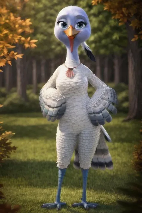 uploaded on e621, portrait of Jenny <lora:Jenny (FB) V1:0.7>, ((sexy)), (blush), (smile), (small beak), (anthro female turkey), (tailfeathers), (avian <lora:Anthro-Birds-v3.5:0.2>), <lora:add_detail:0.4>, BREAK. (8k), (3d), (full body shot), (detailed lighting), ((detailed feathers)), (perfect face), ((looking at viewer)), (forest), [sunrays], [hdr], [perfect 4k lighting], ((depth of field)), (suggestive content), ((masterpiece, best quality:1)), BREAK <lora:fluffyrock-quality-tags-v1.0-vpred:1>