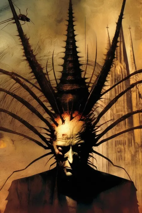 <lora:Dave McKean Style:1>Dave McKean Style - Digital hell swarm insect church album art dave mckean sandman