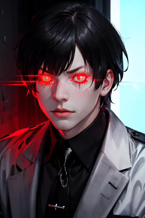 Highly detailed, High Quality, Masterpiece, beautiful, 1boy, justtnp, heterochromia, formal, black jacket, black necktie, <lora:Char_OC_JustTNP:0.8>, (Glowing Eyes Meme:1.2), glowing eyes, glowing, epic, <lora:Pos_GlowingRedEyesMeme:0.8>