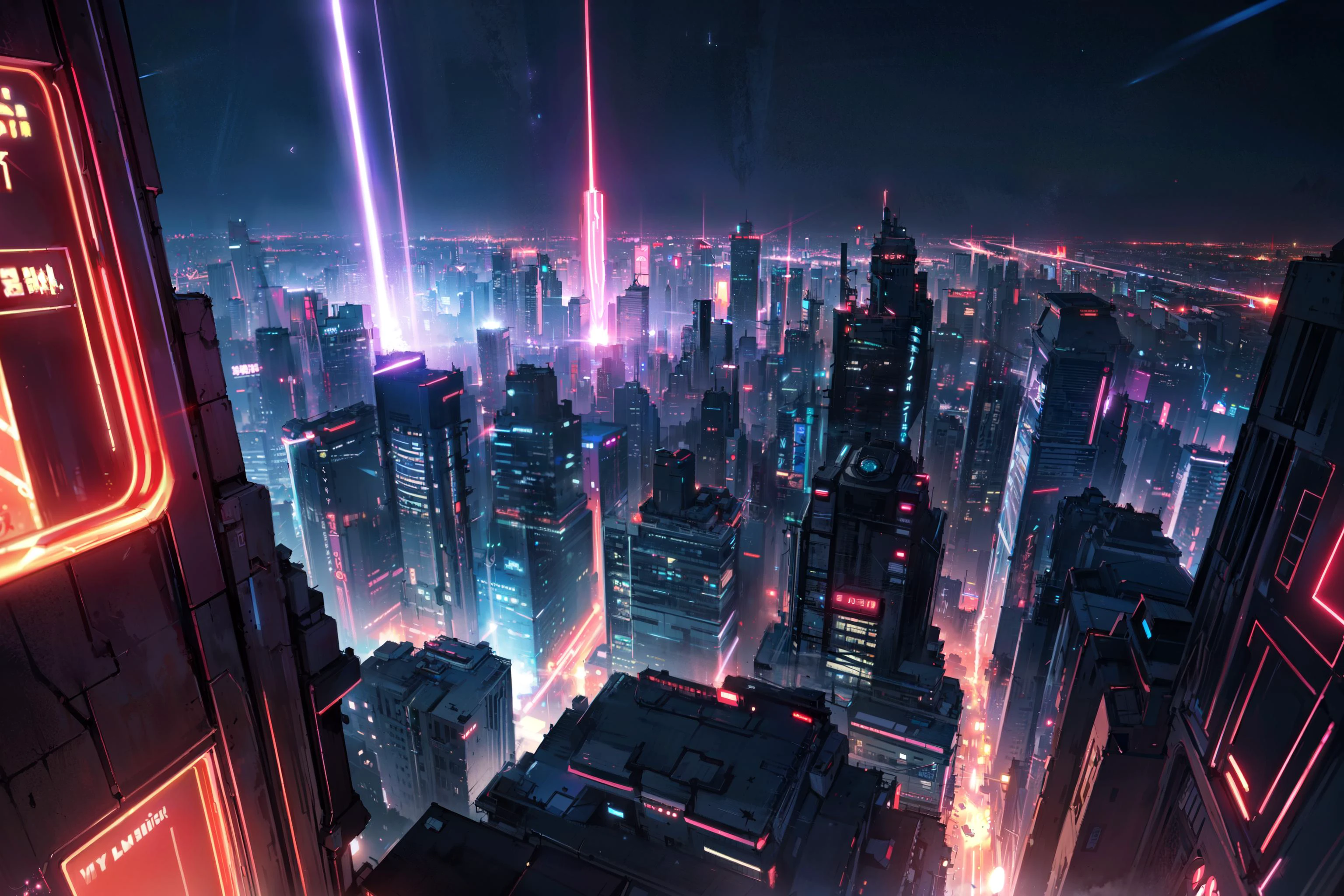 ultra realistic 8k cg, flawless, clean, masterpiece, intricate detail, delicate pattern, cinematic lightning, lens flare, cinematic bloom, sharp image, absurdres, light rays
detailed background, neon lights, night, rooftop, futuristic city, beautiful landscape
<lora:Neno:0.3> Neon Light
