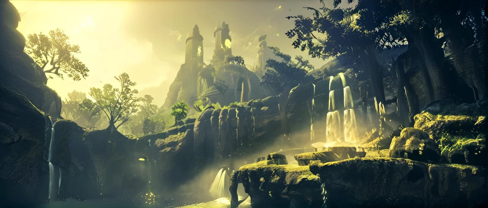 score_9, score_8_up, score_7_up, score_6_up, score_5_up, score_4_up, <lora:nier_automata_scenery:1.0> nierscene, scenery, sharp, detailed, mysterious, landscape, disembodied entities, forest, mucus, waterfall, midnight, moon, dark yellow theme, light particles, cinematic lighting <lora:add-detail-xl:1.5> <lora:xl_more_art-full_v1:0.7>