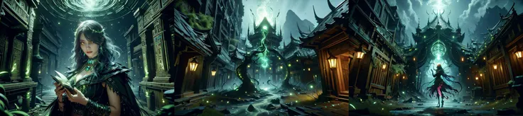 (otherworldly, otherworldly atmosphere, otherworldly appearance), highly insanely detailed, masterpiece, top quality, best quality, highres, 4k, 8k, RAW photo, ((ancient egyptian theme:1.2)), Hong Kong structure, structure, 
(mystical theme), mystical gatmosphere, arcane sanctuaries, otherwordly aura, 
(long_hair, long hair, random colors hair, glowing hair, hair over one eye, long messy hair), 
(eyelashes, eyeliner, eyeshadow, eyelashes, long eyelashes), 
collar, earrings, jewelry, necklace, armlet, 
tentacle, (underwater), nsfw, 
Homestay, Resort, Guest House, 
building, structure, still life, swirling energy, 
action pose, 
drunk, closed eyes, 
high-heels, 
abandoned building, shopping mall, overgrown with vegetation, [volumetric fog], cinematic lighting, colorful, 
<lora:AcidMagic-22:0.9>, AcidMagic, fantasy, toxic corrosion, acid aura, 
curvy, big breasts, blue eyes, blonde hair, long hair, blunt bangs, hair over one eye, headband, kind smile, earnest, cape, circlet, bohemian dress, scarf, belt, 
1girl, holding a AcidMagic book, eerie dark magical library, (fantasy world)
