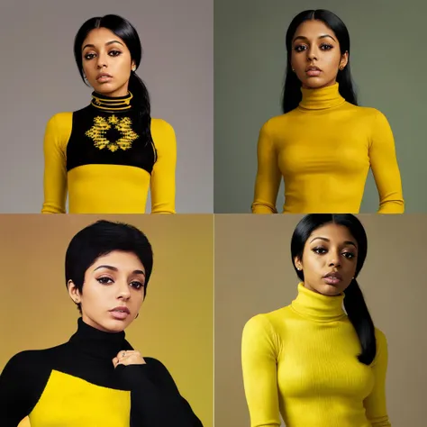<lora:gvgvs:1> gvgvs:1, black woman, yellow turtleneck