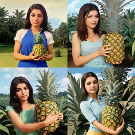 <lora:gvgvs-000003:1> gvgvs, woman, holding large pineapple