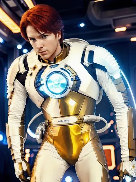 CaptainFuture768, a man in a beige futuristic suit, detailed eyes , ultra-sharpness, highest quality, art of Anya Millen, smooth, clear focus, trend on artforum, behance hd, muted colors <lora:CaptainFuture768:0.8>