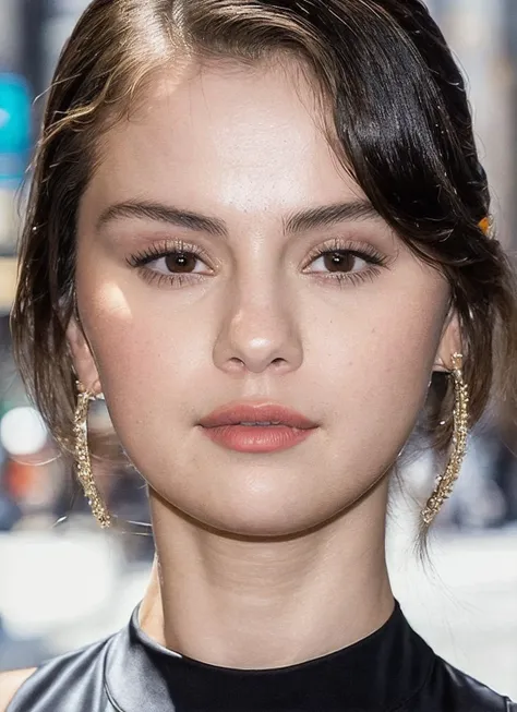 photo of sks woman, pale skin, working class in new york city, upper body, detailed skin, 20 megapixel, canon eos r3, detailed skin, detailed, detailed face, <lora:locon_selenagomez_v1_from_v1_64_32:1.25>