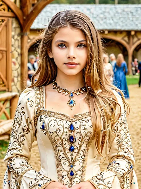 masterpiece,best quality,8k raw,a photo of lan3y4,girl,long hair,portrait,intricate detailed dress,long sleeves,beautiful necklace,<lora:Laneya_Grace_XL:0.9>,RENAISSANCE fair background,