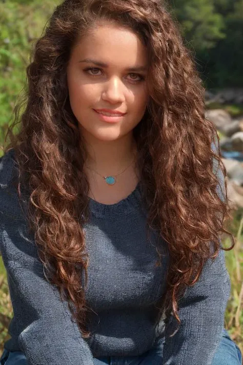 (((Close up head portrait))), ((Wearing a sweater)) and ((very distressed jeans)), ((Professional Photo Shoot)), ((in the country next to a river)), ((Sitting on the grass with legs crossed)), smiling, model shoot style, extremely intricate, High Detail, Sharp focus, dramatic, soft cinematic light, (looking at viewer), (Real Eyes), (Detailed Eye Corneas) (detailed pupils), smiling, 24mm, photo lab, elegant, insane details, hyperdetailed, low contrast, epiCRealism, (((SFW))) <lora:Madison_Pettis:0.85> madison
