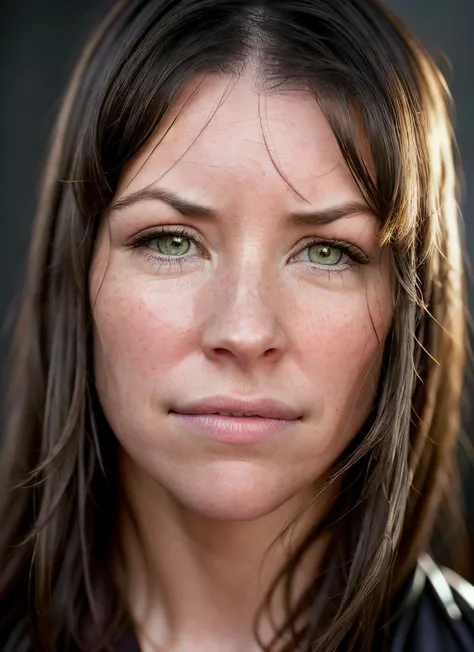 portrait of Evangeline Lilly, ashamed , wearing luxury clothing , with ash brown Curtain bangs , background fire epic (photo, studio lighting, hard light, sony a7, 50 mm, matte skin, pores, colors, hyperdetailed, hyperrealistic), <lyco:Evangeline Lilly:1.3>