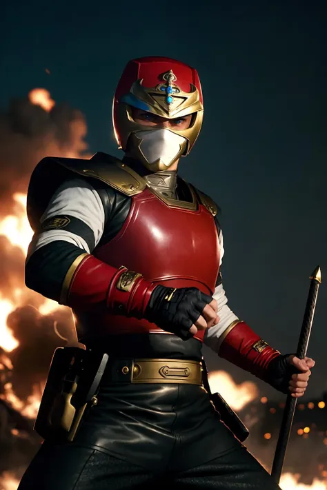 cinematic film still RAW photo, full sharp, (epic wallpaper), dslr, soft lighting, high quality, film grain, Fujifilm XT3, (Realistic), high quality, (intricate details), sekai ninja sen jiraiya, jiraiyaquiron character, 1boy, male focus, helmet, mask, blue eyes, tokusatsu, fingerless gloves, ninja, dynamic pose, action pose, hero pose,
detailed background war, fire and explosions shallow depth of field, vignette, highly detailed, high budget Hollywood movie, bokeh, cinemascope, moody, epic, gorgeous, film grain, grainy,
<lora:quiron_JirayaSekai_V1_Lora:0.57> . shallow depth of field, vignette, highly detailed, high budget Hollywood movie, bokeh, cinemascope, moody, epic, gorgeous, film grain, grainy