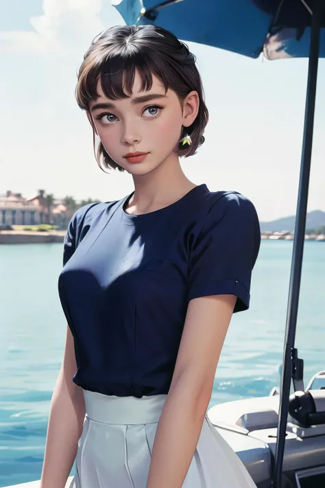 (best quality, masterpiece), official art, Audrey Hepburn, solo, summer clothes, <lora:Audrey Hepburn-v1.0:0.6>, ultramarine, <lora:Ultramarine2-pynoise-loha-16:0.1>,
