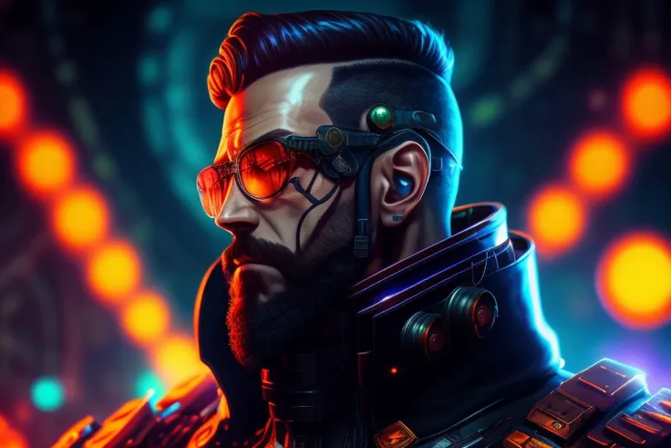 Portrait of a Gordon Freeman in a Sci Fi suit - 4k uhd, hyper detailed, steampunk, lovecraft colors, dan mumford colors, psychedelic black light, epic composition