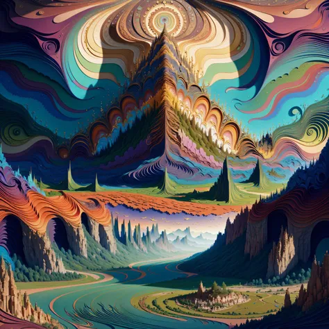 wallpaper, background, scenic landscape, tessellated, topographic style, psychedelic, highly detailed, sharp focus, fractal, <lora:FairyTaleV20_SD1.5:1>