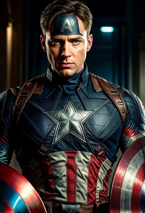 close up RAW photo of captain america, detailed textures, sharp focus, ultra high pixel detail, absurdres, cinematic, intricate, cinematic light, concept art, art station, realistic, scene, cinematic, high quality, craig mullins and wayne barlowe style, full colors, incredibly detailed, 4k, 8k, <lora:add_detail:0.8>