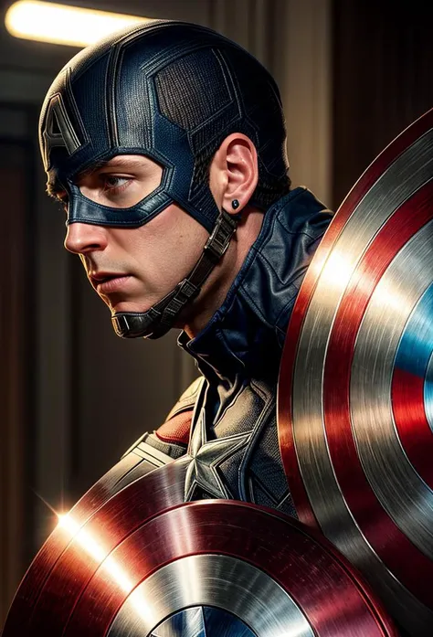 close up RAW photo of captain america, detailed textures, sharp focus, ultra high pixel detail, absurdres, cinematic, intricate, cinematic light, concept art, art station, realistic, scene, cinematic, high quality, craig mullins and wayne barlowe style, full colors, incredibly detailed, 4k, 8k, <lora:add_detail:0.8>