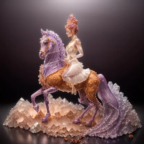 illustrative crstal17-8000 Decadent Movement drawing, a simple coloured line drawing of a lilac-tinted Horse perched on the head of a Filipino ballerina, very detailed, intricate, crisp lines, (fantasy river cascades in the background:0.75)