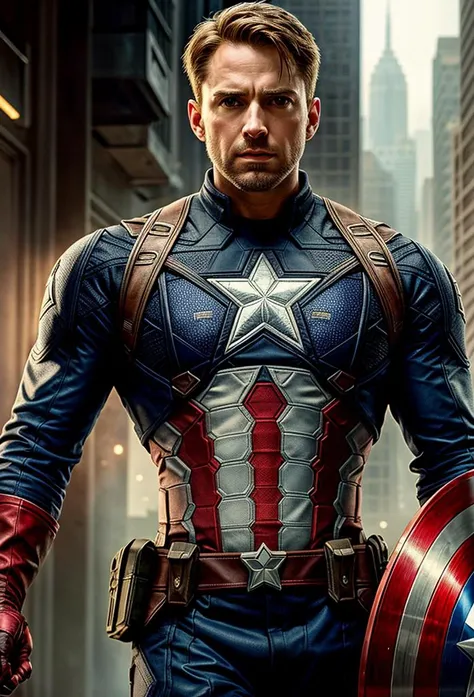 half body RAW photo of captain america, detailed textures, sharp focus, ultra high pixel detail, absurdres, cinematic, intricate, cinematic light, concept art, art station, realistic, scene, cinematic, high quality, craig mullins and wayne barlowe style, full colors, incredibly detailed, 4k, 8k, <lora:add_detail:1>