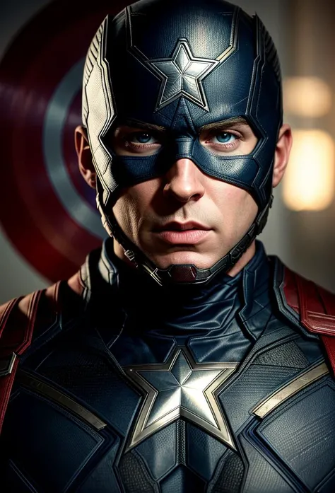 close up RAW photo of captain america, detailed textures, sharp focus, ultra high pixel detail, absurdres, cinematic, intricate, cinematic light, concept art, art station, realistic, scene, cinematic, high quality, craig mullins and wayne barlowe style, full colors, incredibly detailed, 4k, 8k, <lora:add_detail:0.8>