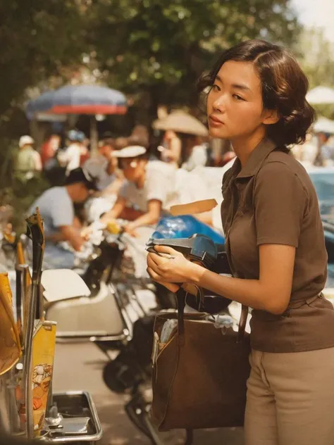 portrait 1959 kodachrome camera transparency by Peter Basch, Norman Rockwell, Moebius, Greg Rutkowski, Zabrocki, Karlkka, Jayison Devadas, Phuoc Quan, Sadamoto Yoshiyuki, trending on Artstation, 8K, digital painting, concept art, smooth, sharp focus, illustration, summer vibrancy, cinematic, details, noisy film grain effect, super wide shot,
 <lora:WarmLight:0.7>
