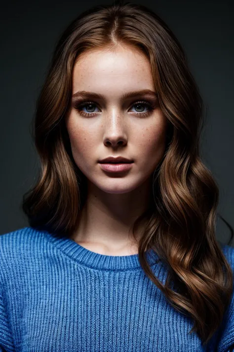 photo of beautiful (gh3nchy-135:0.99), a woman with perfect hair, wearing Cobalt Blue (Oversized Sweater, Cargo Trousers:1.1), (plain background:1.1), modelshoot style, (extremely detailed CG unity 8k wallpaper), professional majestic photography, (Leica M6 Camera), 24mm, exposure blend, hdr, faded, extremely intricate, High (Detail:1.1), Sharp focus, dramatic, soft cinematic light, (looking at viewer), (detailed pupils), 4k textures, elegant, ((((cinematic look)))), soothing tones, insane details, hyperdetailed, low contrast