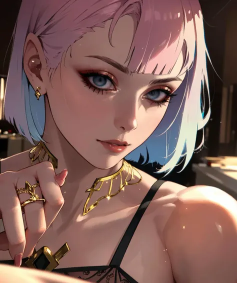 <lora:A_Cyberpunk_Lucy:1>,, (((Masterpiece))), (((Best Quality))), ((Super Detail)) , (An extremely fine and beautiful lady: 1.4), fingernails. Beautiful detail , highly detailed, beautiful eye detail, beautiful light detail, detailed light, shiny skin, shiny hair, intricate detail