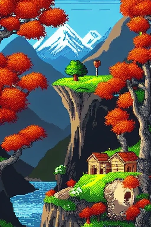 a beautiful landscape pixelart